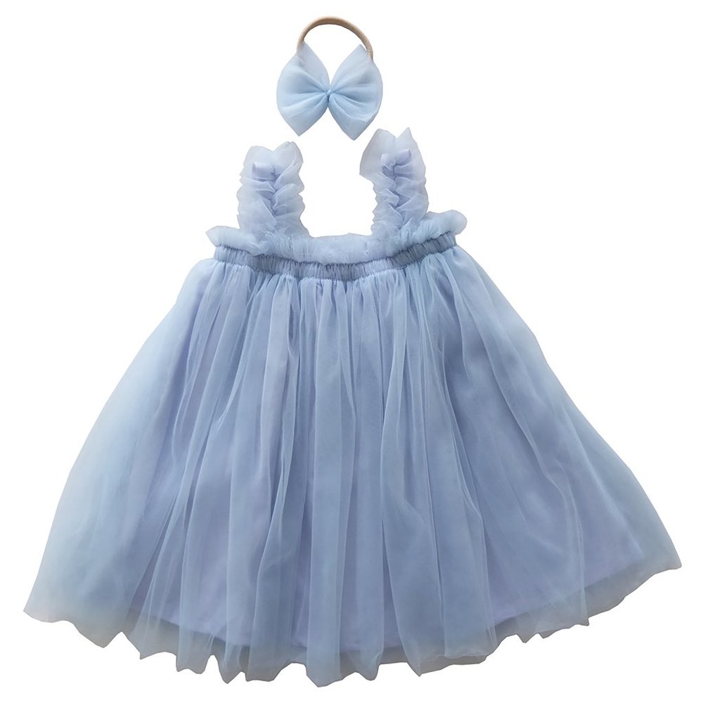 Tulle girls dress  Blue tulle summer dress  Baby girls tulle birthday dress
